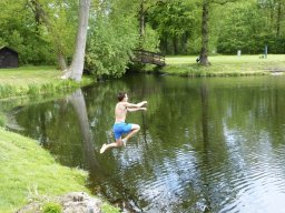 Sprung in den Karpfenweiher